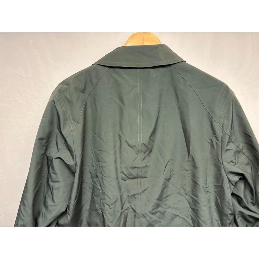 Sanyo Trench Coat Mens Deep Forest Green Long Sleeve Pocket Travel Outdoor Small